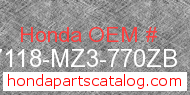 Honda 87118-MZ3-770ZB genuine part number image