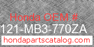 Honda 87121-MB3-770ZA genuine part number image