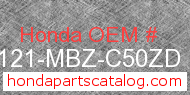 Honda 87121-MBZ-C50ZD genuine part number image