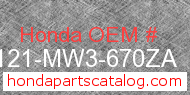 Honda 87121-MW3-670ZA genuine part number image