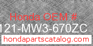 Honda 87121-MW3-670ZC genuine part number image