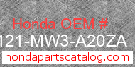 Honda 87121-MW3-A20ZA genuine part number image