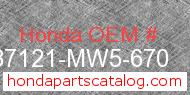 Honda 87121-MW5-670 genuine part number image