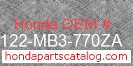 Honda 87122-MB3-770ZA genuine part number image
