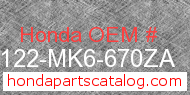 Honda 87122-MK6-670ZA genuine part number image