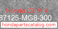 Honda 87125-MG8-300 genuine part number image