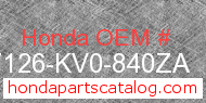 Honda 87126-KV0-840ZA genuine part number image