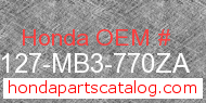 Honda 87127-MB3-770ZA genuine part number image