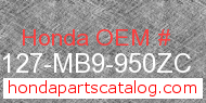 Honda 87127-MB9-950ZC genuine part number image