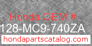 Honda 87128-MC9-740ZA genuine part number image