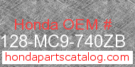Honda 87128-MC9-740ZB genuine part number image