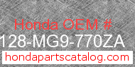 Honda 87128-MG9-770ZA genuine part number image