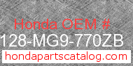 Honda 87128-MG9-770ZB genuine part number image