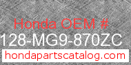 Honda 87128-MG9-870ZC genuine part number image