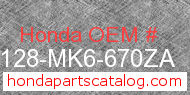 Honda 87128-MK6-670ZA genuine part number image