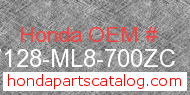 Honda 87128-ML8-700ZC genuine part number image