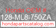 Honda 87128-ML8-750ZA genuine part number image