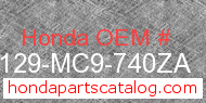 Honda 87129-MC9-740ZA genuine part number image