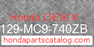 Honda 87129-MC9-740ZB genuine part number image