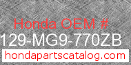 Honda 87129-MG9-770ZB genuine part number image