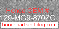 Honda 87129-MG9-870ZC genuine part number image
