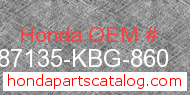 Honda 87135-KBG-860 genuine part number image