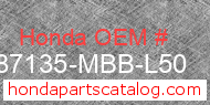 Honda 87135-MBB-L50 genuine part number image