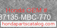 Honda 87135-MBC-770 genuine part number image