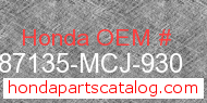 Honda 87135-MCJ-930 genuine part number image