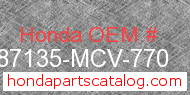 Honda 87135-MCV-770 genuine part number image