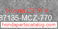 Honda 87135-MCZ-770 genuine part number image