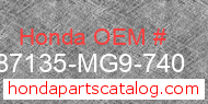 Honda 87135-MG9-740 genuine part number image
