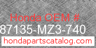 Honda 87135-MZ3-740 genuine part number image