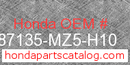 Honda 87135-MZ5-H10 genuine part number image