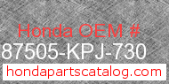 Honda 87505-KPJ-730 genuine part number image