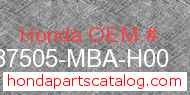 Honda 87505-MBA-H00 genuine part number image