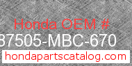 Honda 87505-MBC-670 genuine part number image