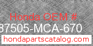 Honda 87505-MCA-670 genuine part number image