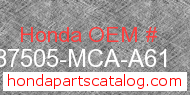 Honda 87505-MCA-A61 genuine part number image