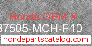 Honda 87505-MCH-F10 genuine part number image