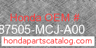 Honda 87505-MCJ-A00 genuine part number image