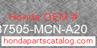 Honda 87505-MCN-A20 genuine part number image