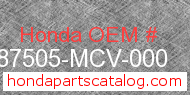 Honda 87505-MCV-000 genuine part number image