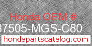 Honda 87505-MGS-C80 genuine part number image