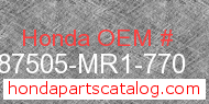 Honda 87505-MR1-770 genuine part number image