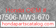 Honda 87506-MW3-670 genuine part number image