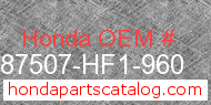 Honda 87507-HF1-960 genuine part number image