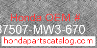 Honda 87507-MW3-670 genuine part number image