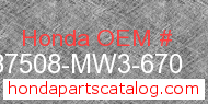 Honda 87508-MW3-670 genuine part number image