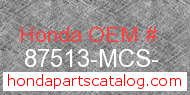 Honda 87513-MCS- genuine part number image